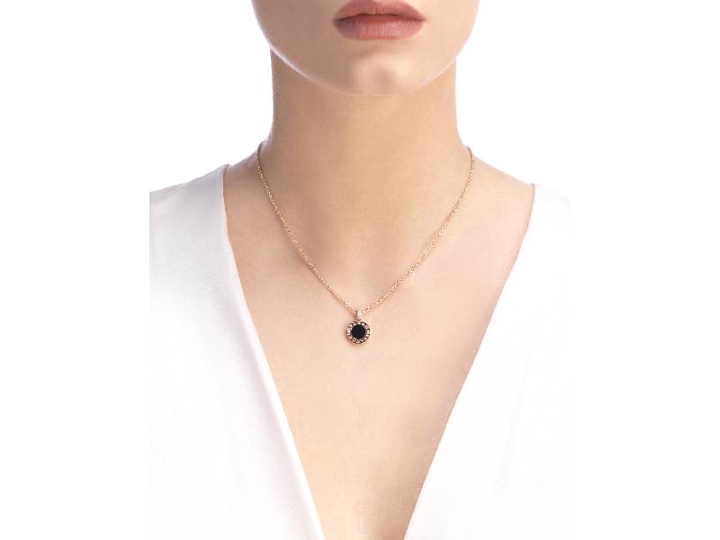 CHAIN IN ROSE GOLD WITH ROSE GOLD PENDANT SET WITH MOTHER OF PEARL, ONYX AND PAVE' DIAMONDS BULGARI BULGARI BULGARI CL856190